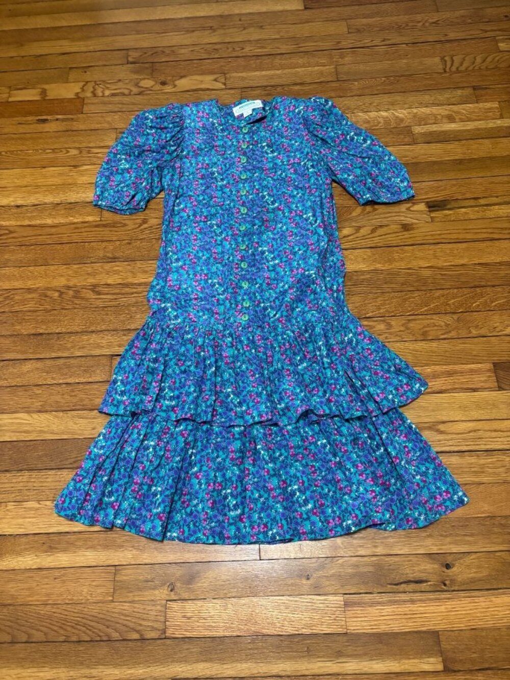 Vintage Jane Schaffhausen Belle France Garden Floral Dress Cottagecore Size 4
